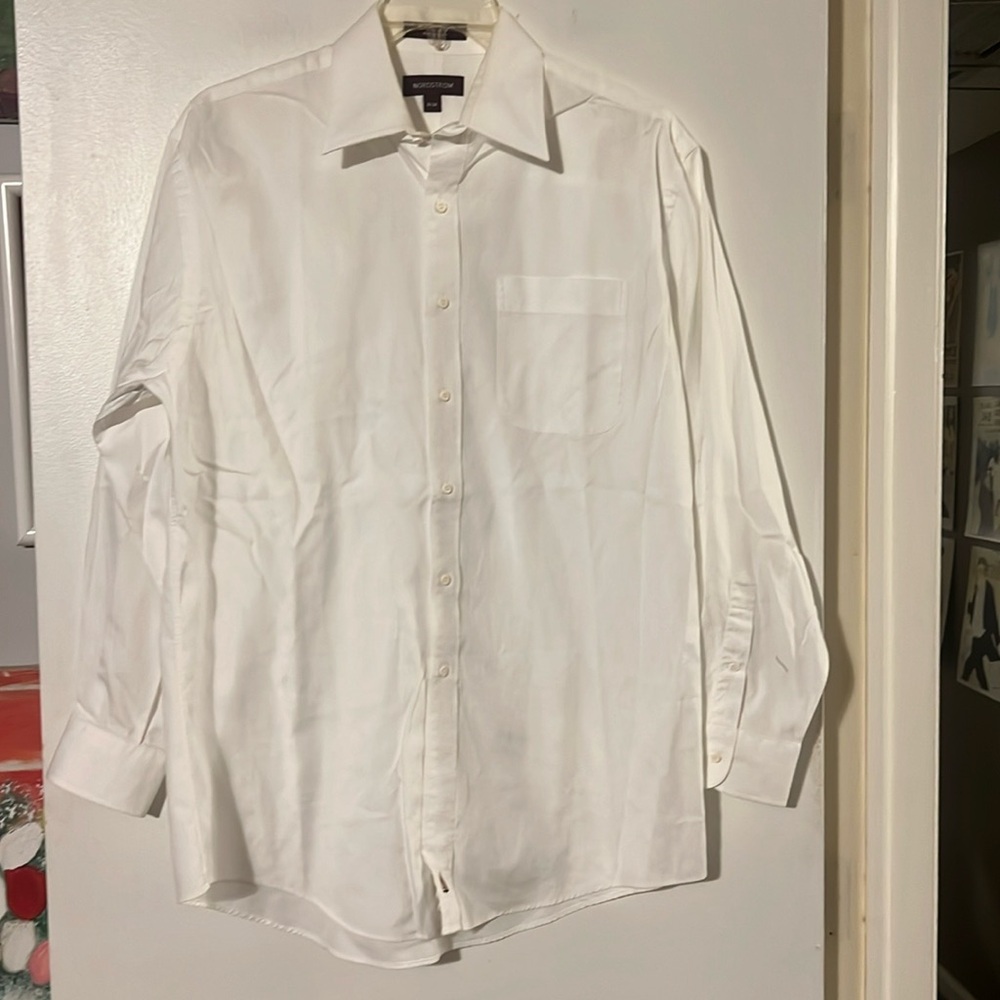 Nordstrom men’s 2x2 pinpoint white long sleeve shirt